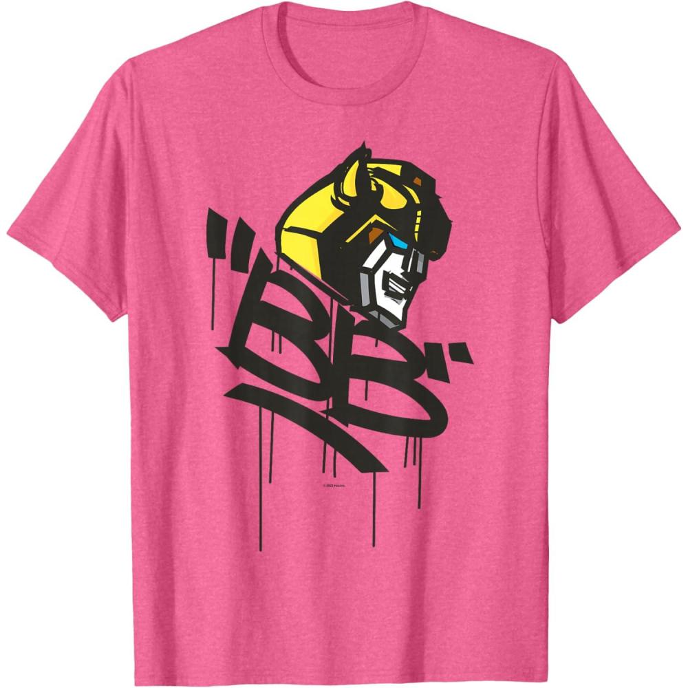 image:imageTransformers Classic BB Bumblebee Graffiti Face Portrait TShirtPink Heather