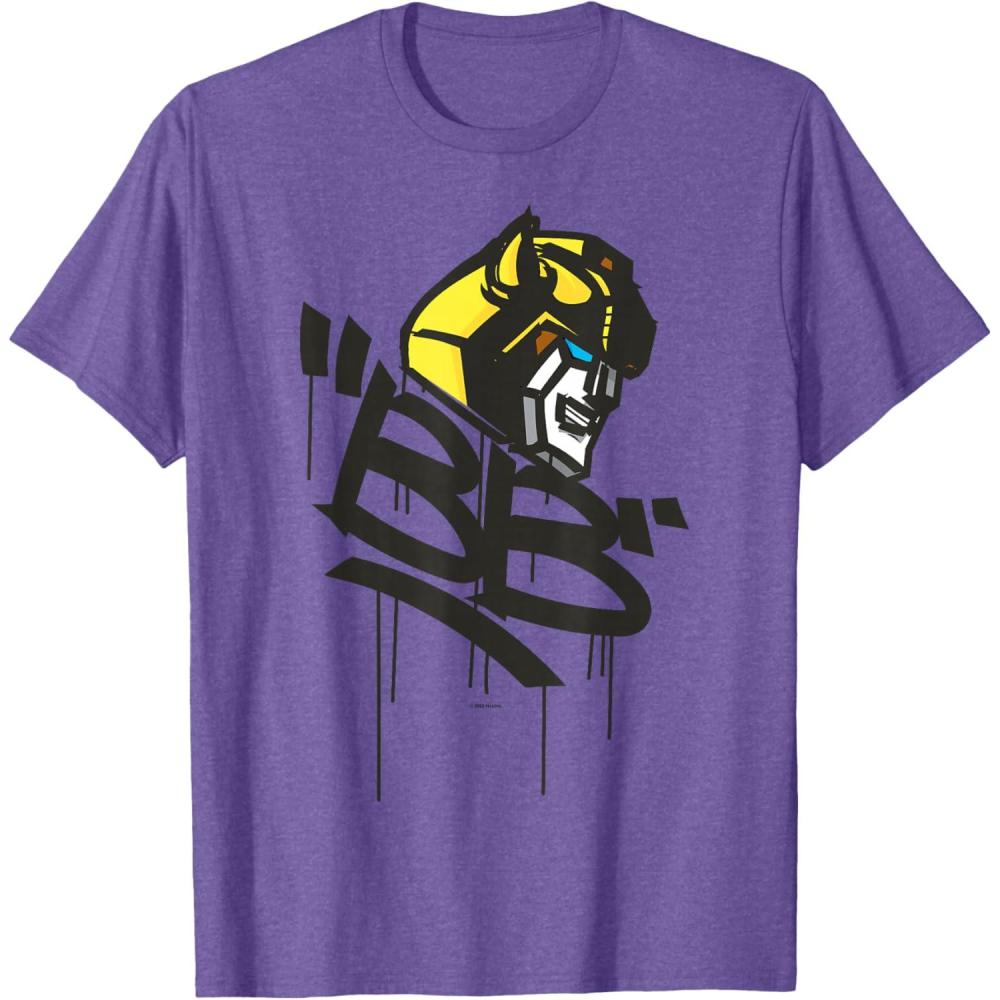 image:imageTransformers Classic BB Bumblebee Graffiti Face Portrait TShirtPurple Heather