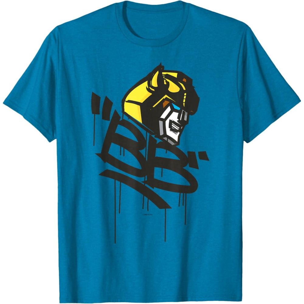 image:imageTransformers Classic BB Bumblebee Graffiti Face Portrait TShirtSapphire Blue