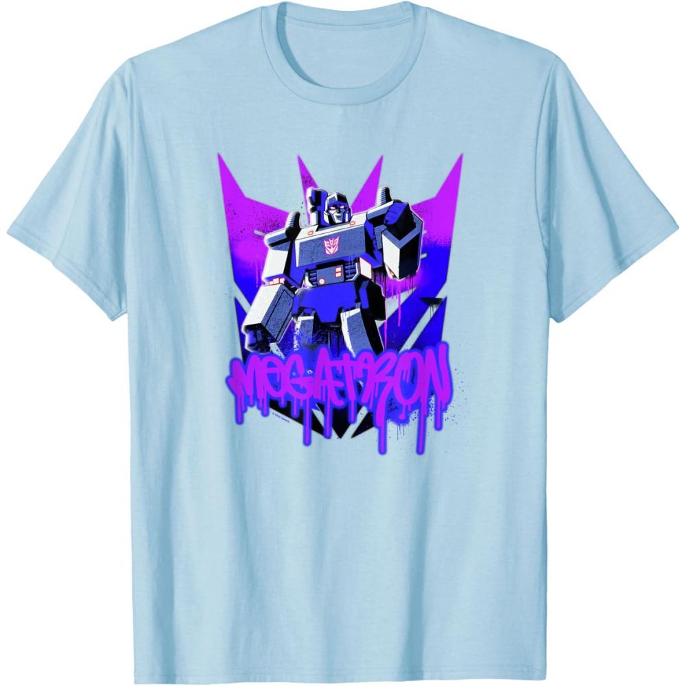 image:imageTransformers Megatron Graffiti Painted Wall Portrait TShirtBaby Blue