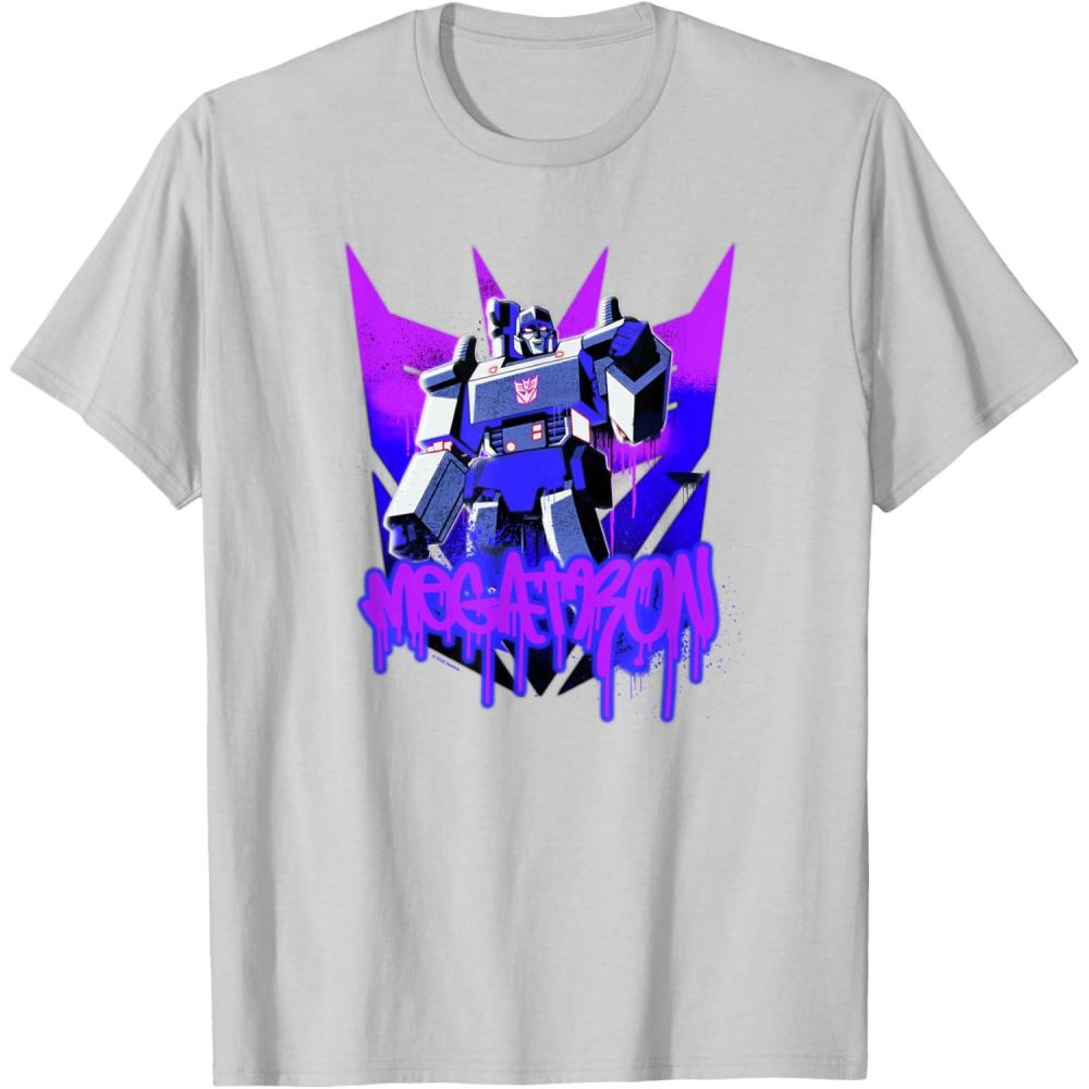 image:imageTransformers Megatron Graffiti Painted Wall Portrait TShirtSilver Grey