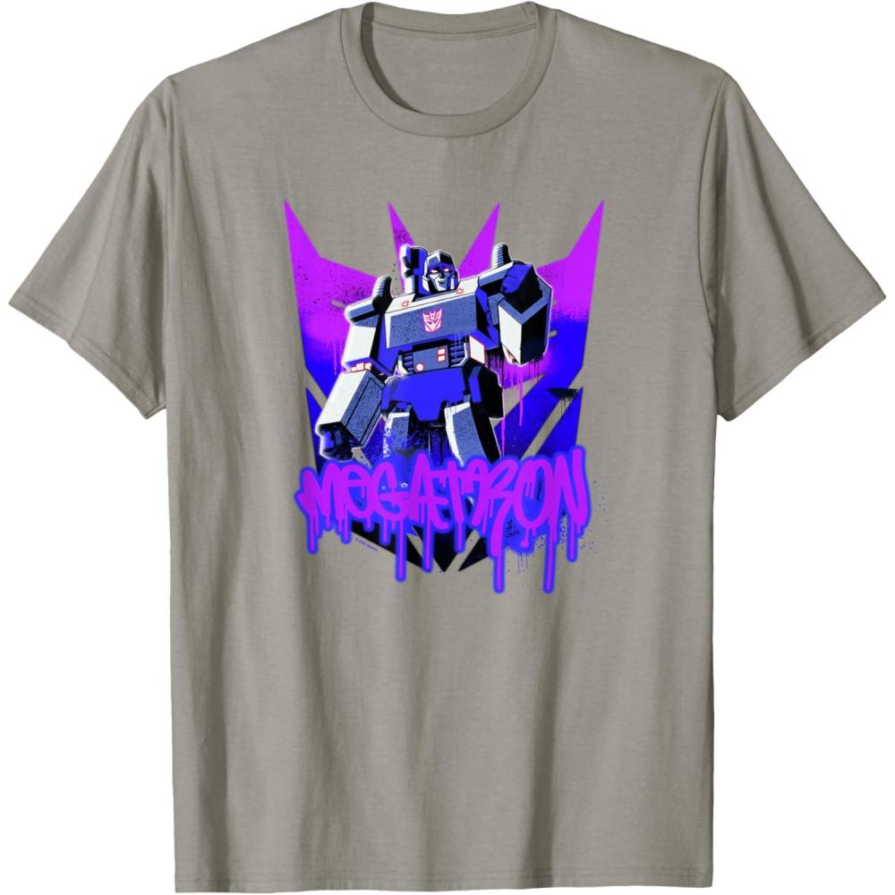 image:imageTransformers Megatron Graffiti Painted Wall Portrait TShirtSlate Grey