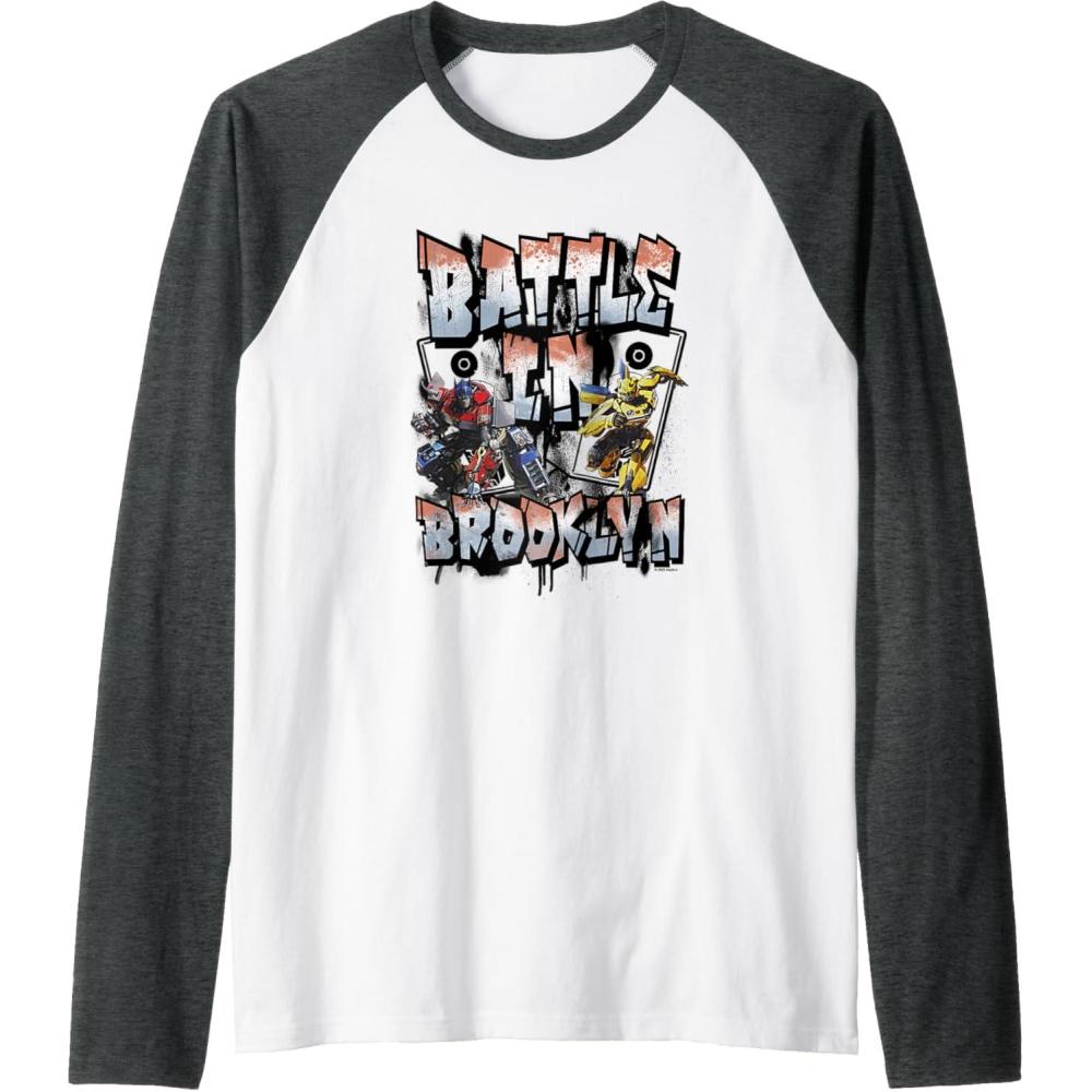 image:imageTransformers Rise of the Beasts Battle In Brooklyn Graffiti Raglan Baseball TeeDark Heather GreyWhite