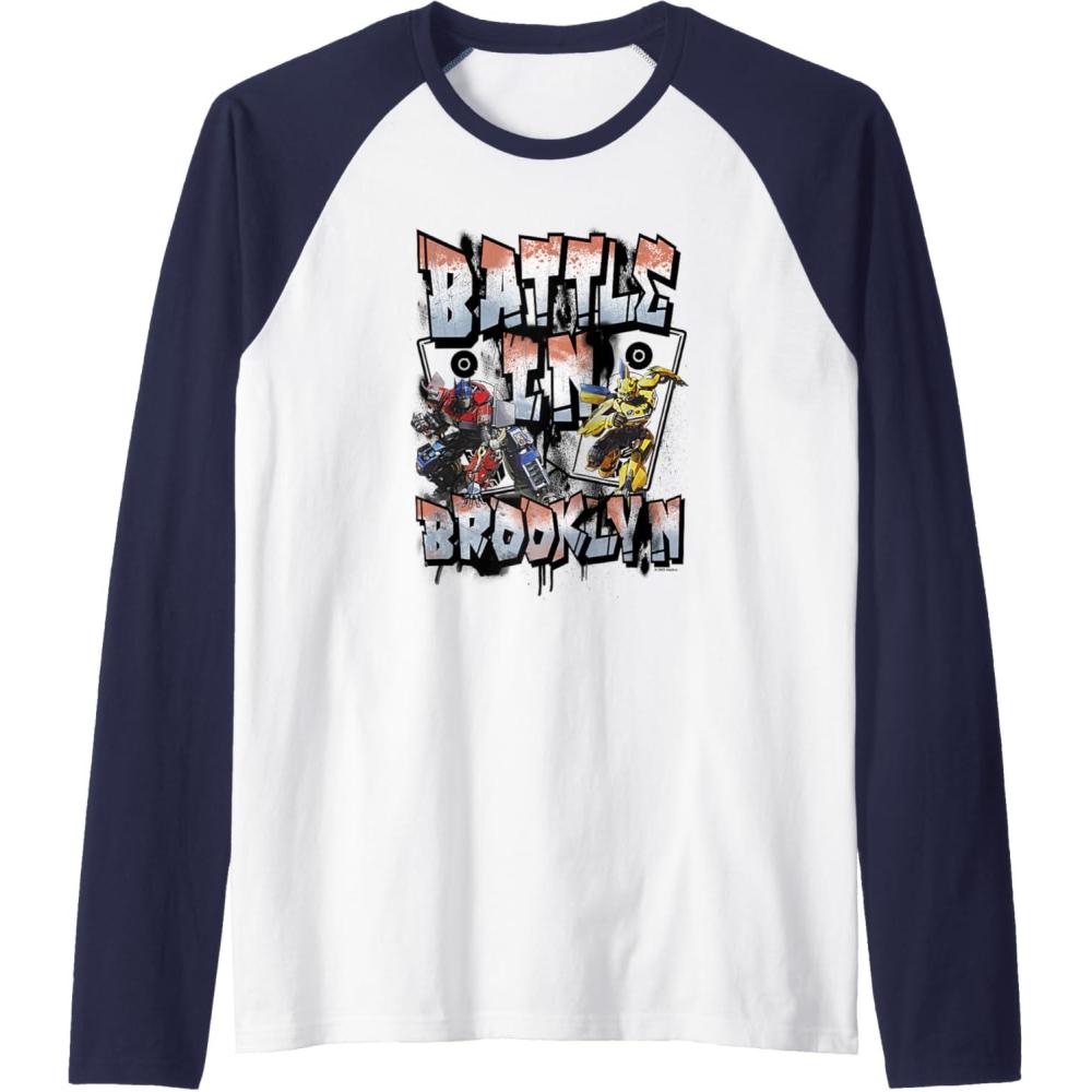 image:imageTransformers Rise of the Beasts Battle In Brooklyn Graffiti Raglan Baseball TeeNavy BlueWhite