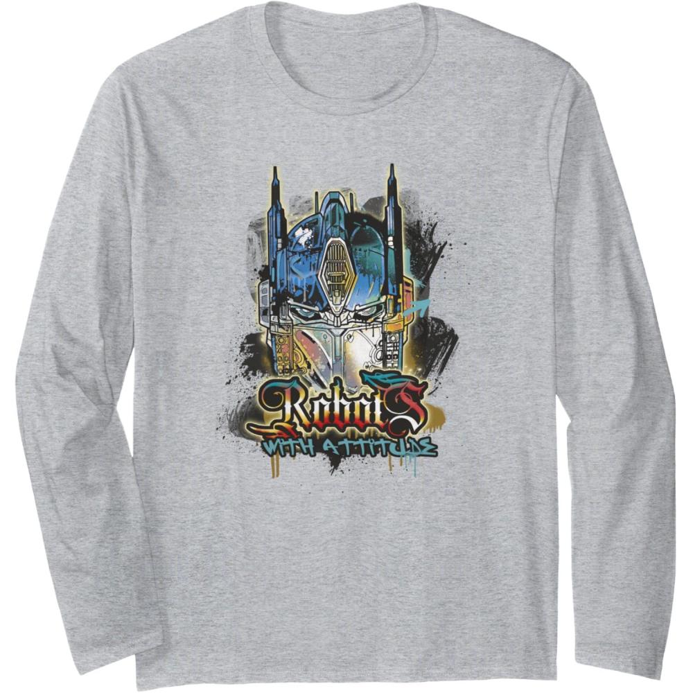 image:imageTransformers Rise of the Beasts Robots With Attitude Poster Long Sleeve TShirtHeather Grey