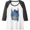 Transformers: Rise of the Beasts Optimus Face Graffiti Shot Raglan Baseball Tee(Dark Heather Grey/White)