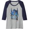 Transformers: Rise of the Beasts Optimus Face Graffiti Shot Raglan Baseball Tee(Navy Blue/Athletic Heather)