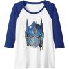Transformers: Rise of the Beasts Optimus Face Graffiti Shot Raglan Baseball Tee(Royal Blue/White)