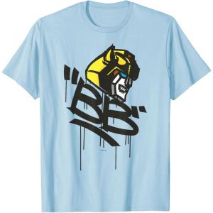 Transformers Classic BB Bumblebee Graffiti Face Portrait T-Shirt(Baby Blue)