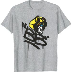 Transformers Classic BB Bumblebee Graffiti Face Portrait T-Shirt(Heather Grey)