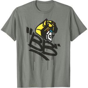 Transformers Classic BB Bumblebee Graffiti Face Portrait T-Shirt(Olive Heather)