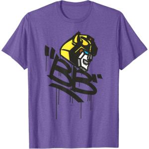 Transformers Classic BB Bumblebee Graffiti Face Portrait T-Shirt(Purple Heather)