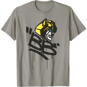Transformers Classic BB Bumblebee Graffiti Face Portrait T-Shirt(Slate Grey)