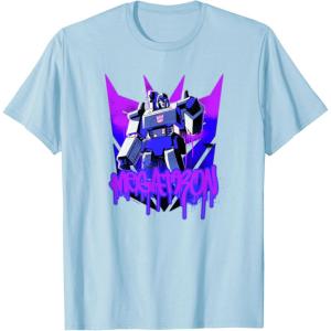 Transformers Megatron Graffiti Painted Wall Portrait T-Shirt(Baby Blue)