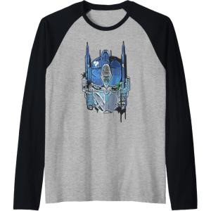 Transformers: Rise of the Beasts Optimus Face Graffiti Shot Raglan Baseball Tee(Black/Athletic Heather)