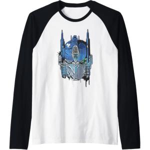 Transformers: Rise of the Beasts Optimus Face Graffiti Shot Raglan Baseball Tee(Black/White)