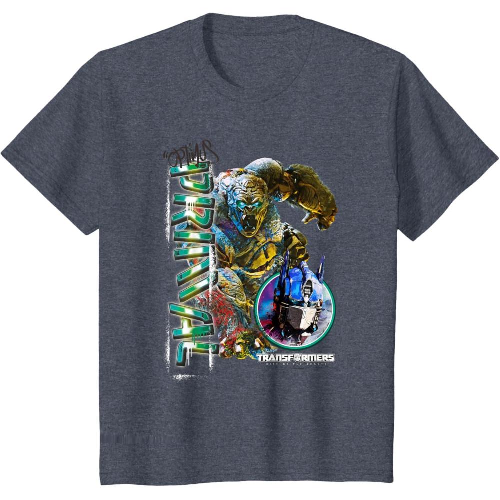 image:imageKids Transformers Rise of the Beasts Optimus Primal Urban Style TShirtHeather Blue