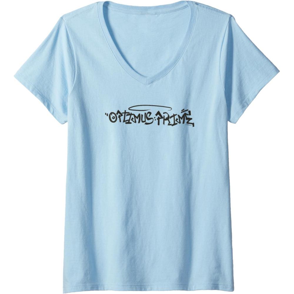 image:imageTransformers Optimus Prime Urban Style Graffiti Text Logo VNeck TShirtBaby Blue