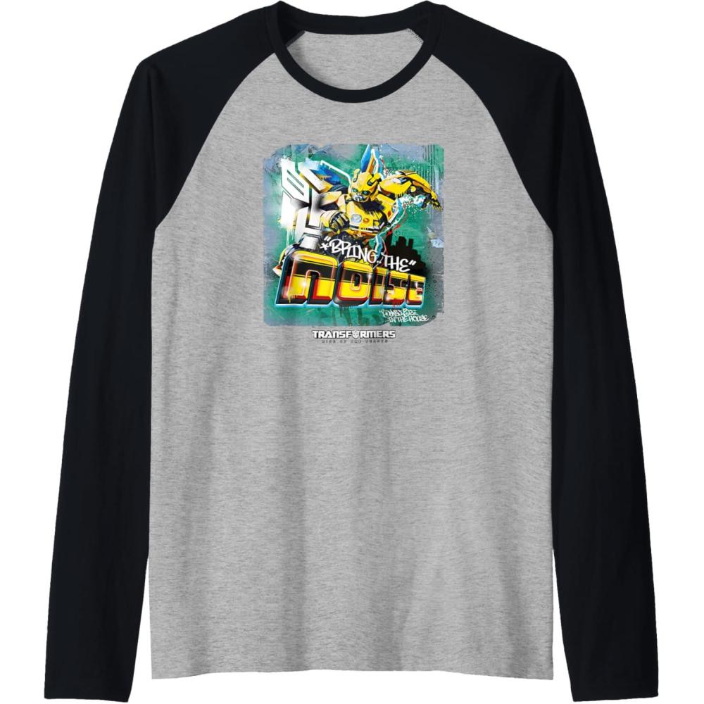 image:imageTransformers Rise of the Beasts Bring The Noise Bee Art Raglan Baseball TeeBlackAthletic Heather