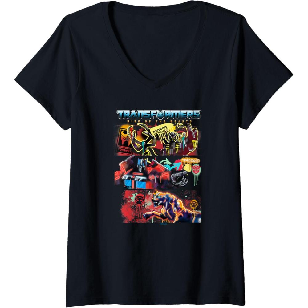 image:imageTransformers Rise of the Beasts Epic Graffiti Battle Panels VNeck TShirtBlack