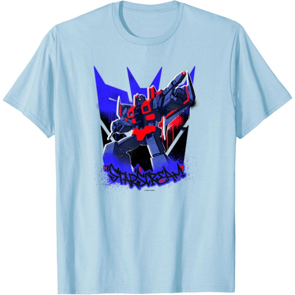 image:imageTransformers Starscream Graffiti Painted Wall Portrait TShirtBaby Blue