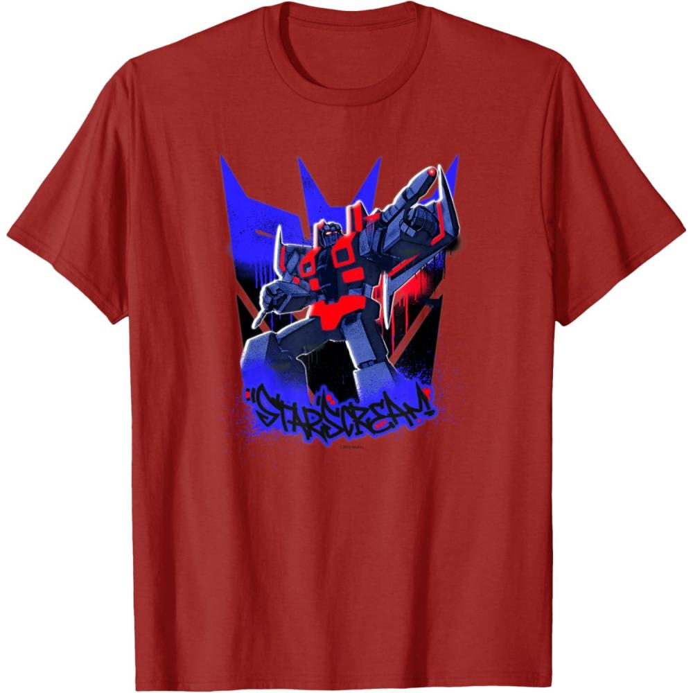 image:imageTransformers Starscream Graffiti Painted Wall Portrait TShirtCranberry Red