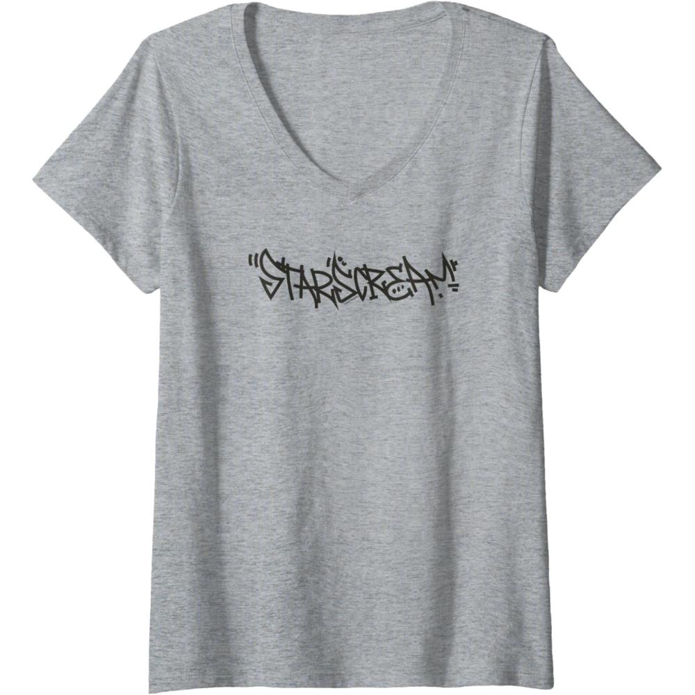 image:imageTransformers Starscream Urban Style Graffiti Text Logo VNeck TShirtHeather Grey