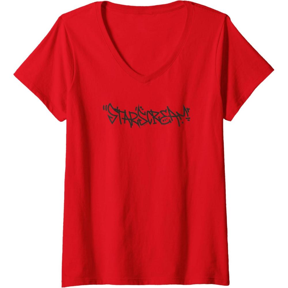 image:imageTransformers Starscream Urban Style Graffiti Text Logo VNeck TShirtRed