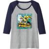 Transformers: Rise of the Beasts Bring The Noise Bee Art Raglan Baseball Tee(Navy Blue/Athletic Heather)