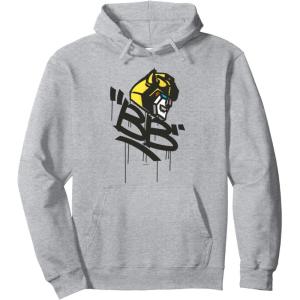 Transformers Classic BB Bumblebee Graffiti Face Portrait Pullover Hoodie(Heather Grey)