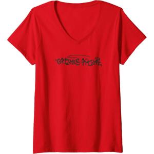 Transformers Optimus Prime Urban Style Graffiti Text Logo V-Neck T-Shirt(Red)