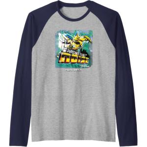 Transformers: Rise of the Beasts Bring The Noise Bee Art Raglan Baseball Tee(Navy Blue/Athletic Heather)