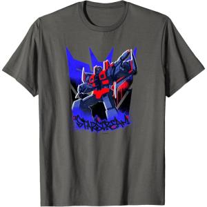 Transformers Starscream Graffiti Painted Wall Portrait T-Shirt(Asphalt Grey)