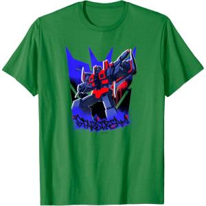 Transformers Starscream Graffiti Painted Wall Portrait T-Shirt(Kelly Green)