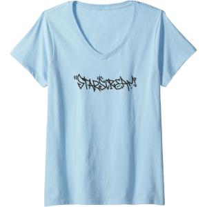 Transformers Starscream Urban Style Graffiti Text Logo V-Neck T-Shirt(Baby Blue)