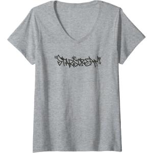 Transformers Starscream Urban Style Graffiti Text Logo V-Neck T-Shirt(Heather Grey)