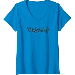 Transformers Starscream Urban Style Graffiti Text Logo V-Neck T-Shirt(Sapphire Blue)