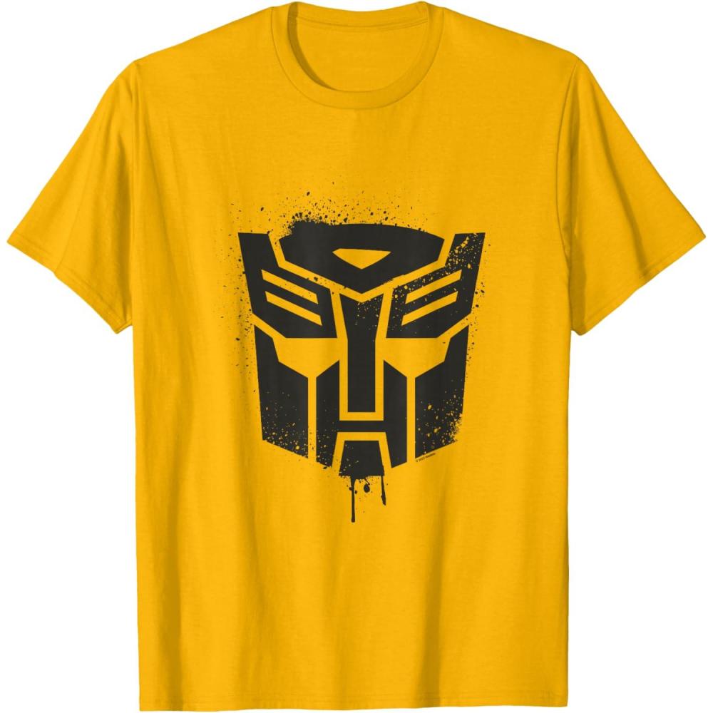 image:imageTransformers Autobots Dripping Paint Logo Silhouette TShirtGolden Yellow