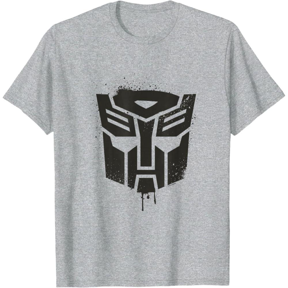 image:imageTransformers Autobots Dripping Paint Logo Silhouette TShirtHeather Grey