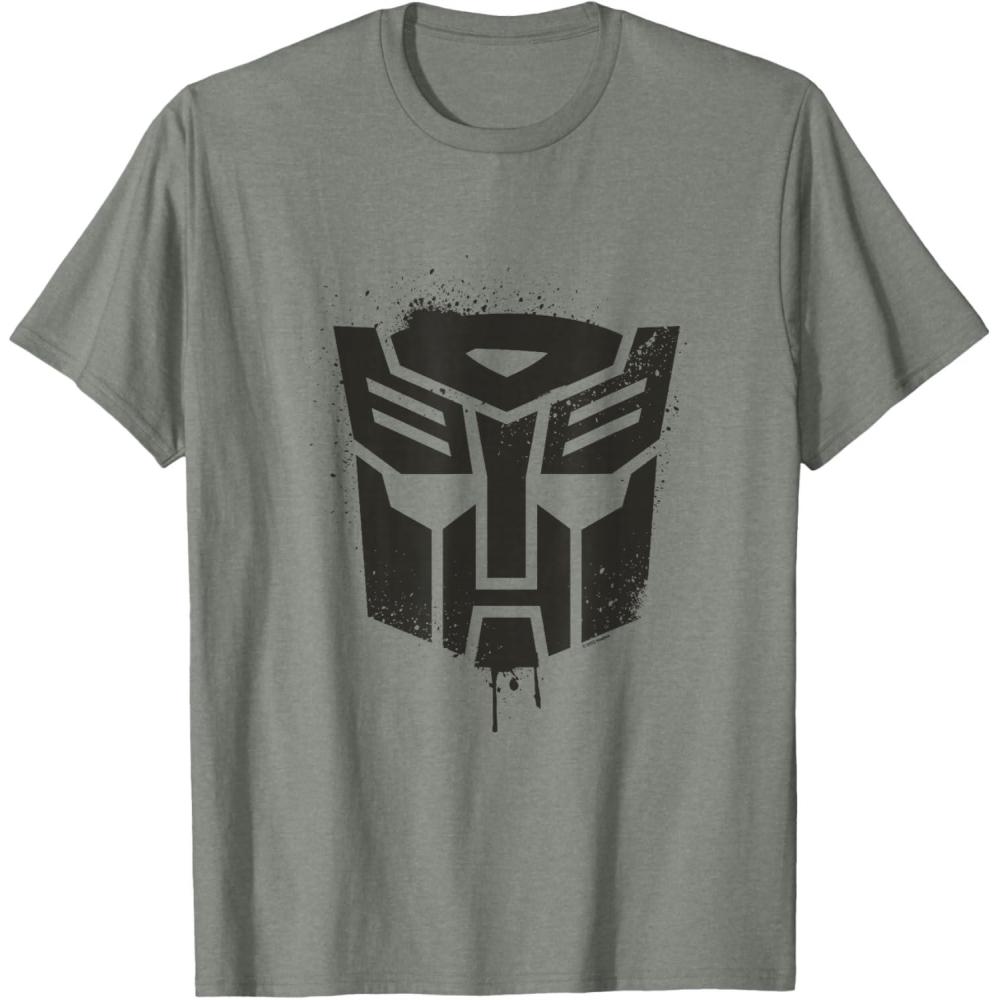 image:imageTransformers Autobots Dripping Paint Logo Silhouette TShirtOlive Heather