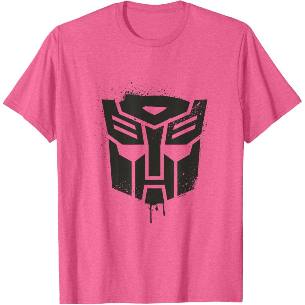 image:imageTransformers Autobots Dripping Paint Logo Silhouette TShirtPink Heather