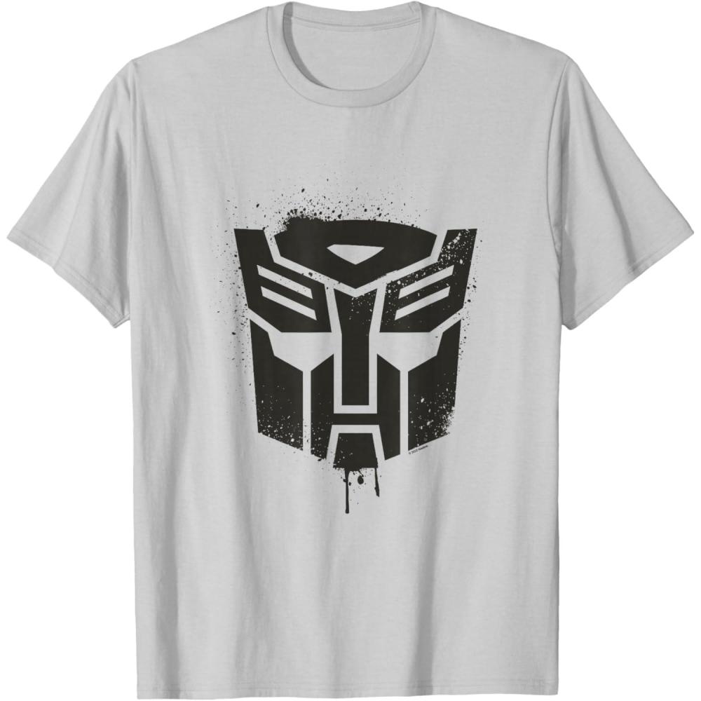 image:imageTransformers Autobots Dripping Paint Logo Silhouette TShirtSilver Grey
