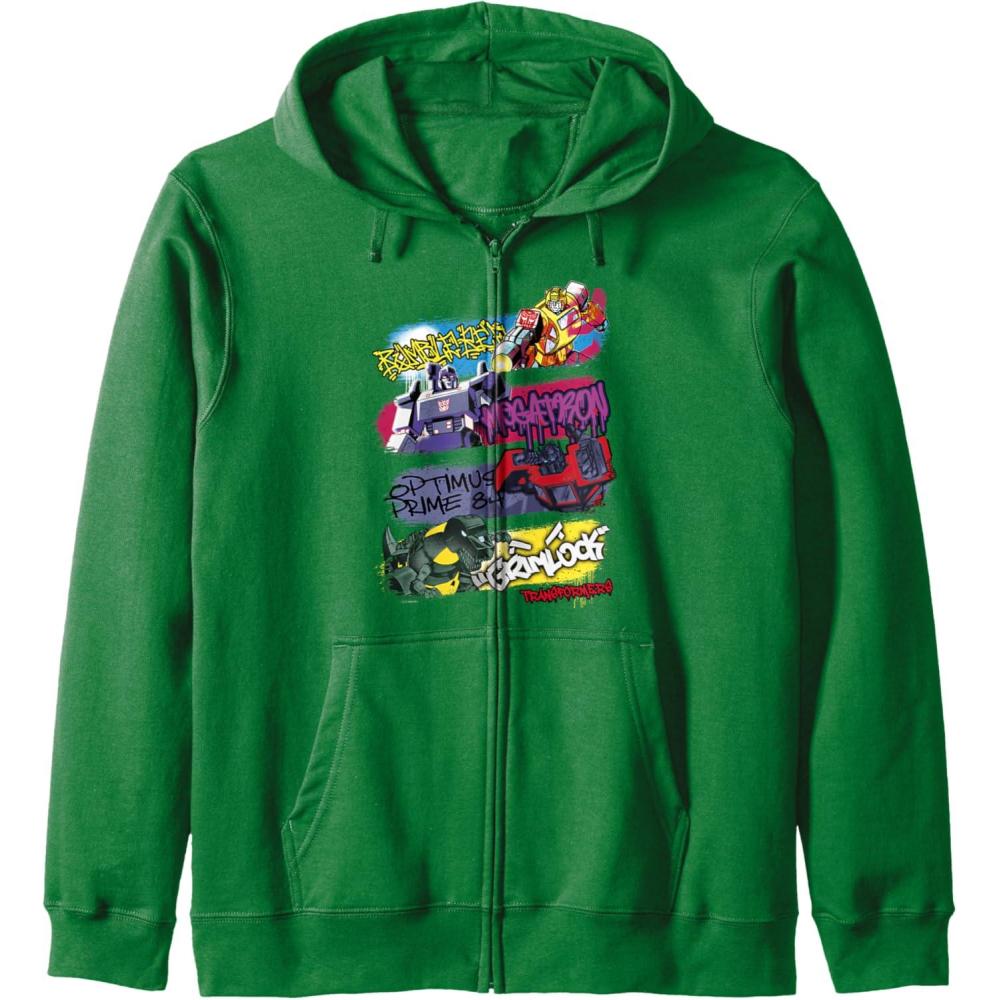 image:imageTransformers Classic Characters Graffiti Panels Mashup Zip HoodieDark Green
