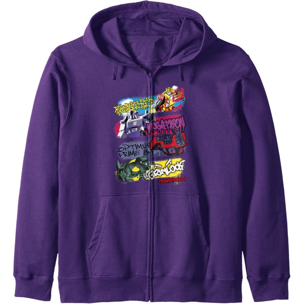 image:imageTransformers Classic Characters Graffiti Panels Mashup Zip HoodiePurple