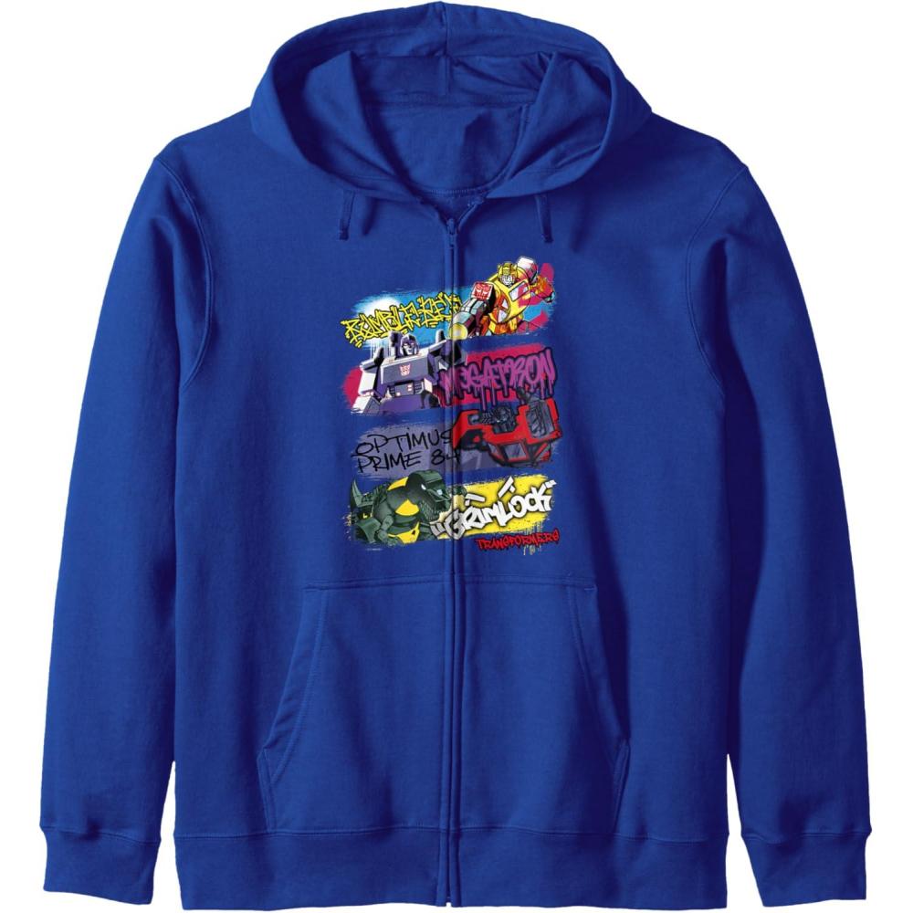 image:imageTransformers Classic Characters Graffiti Panels Mashup Zip HoodieRoyal Blue