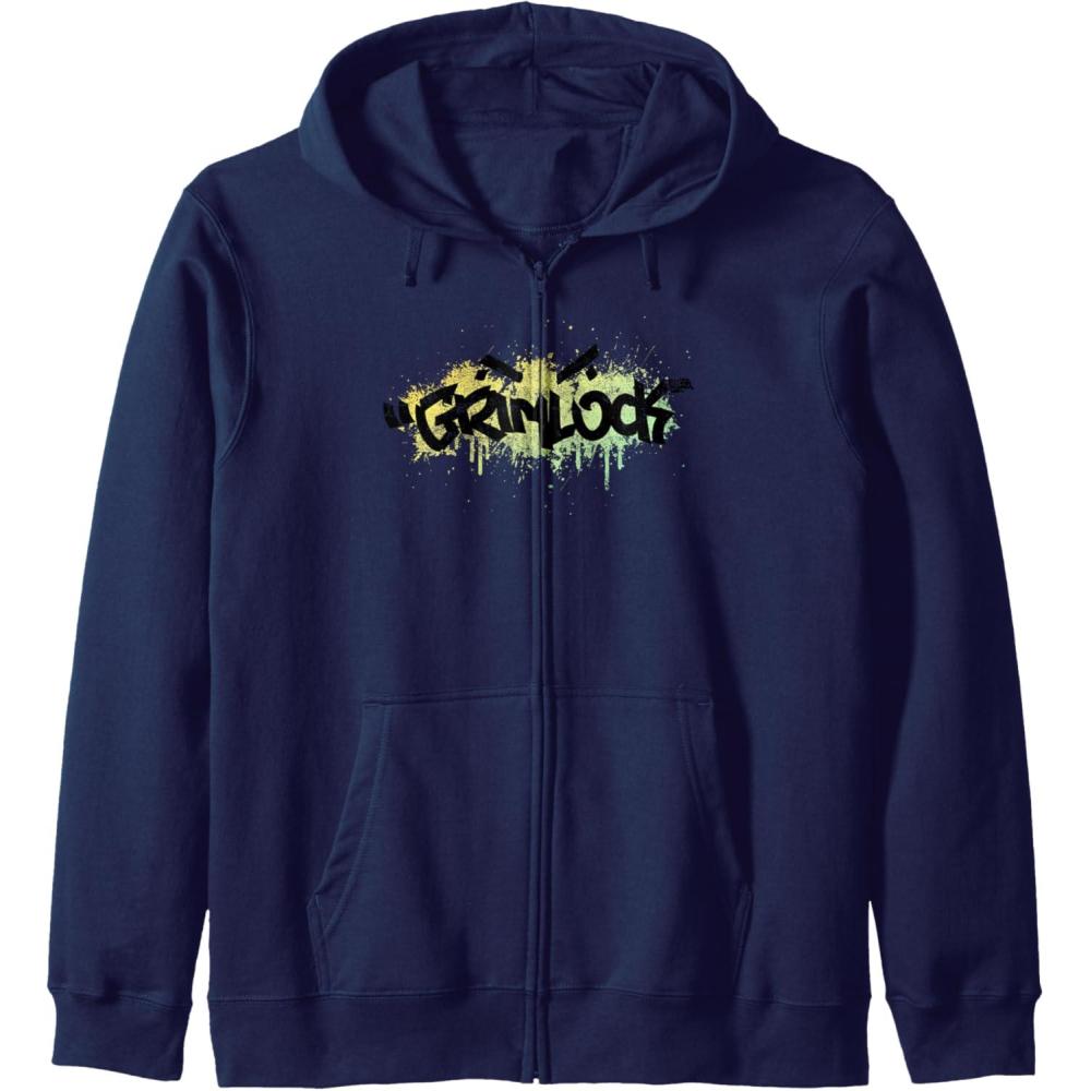 image:imageTransformers Grimlock Urban Style Graffiti Text Logo Zip HoodieNavy Blue