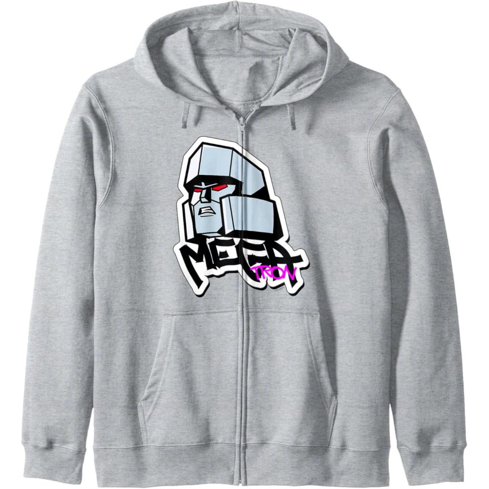 image:imageTransformers Megatron Urban Style Head Portrait Zip HoodieHeather Grey