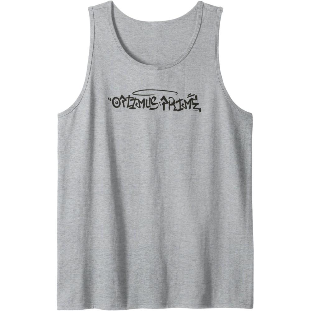 image:imageTransformers Optimus Prime Urban Style Graffiti Text Logo Tank TopHeather Grey