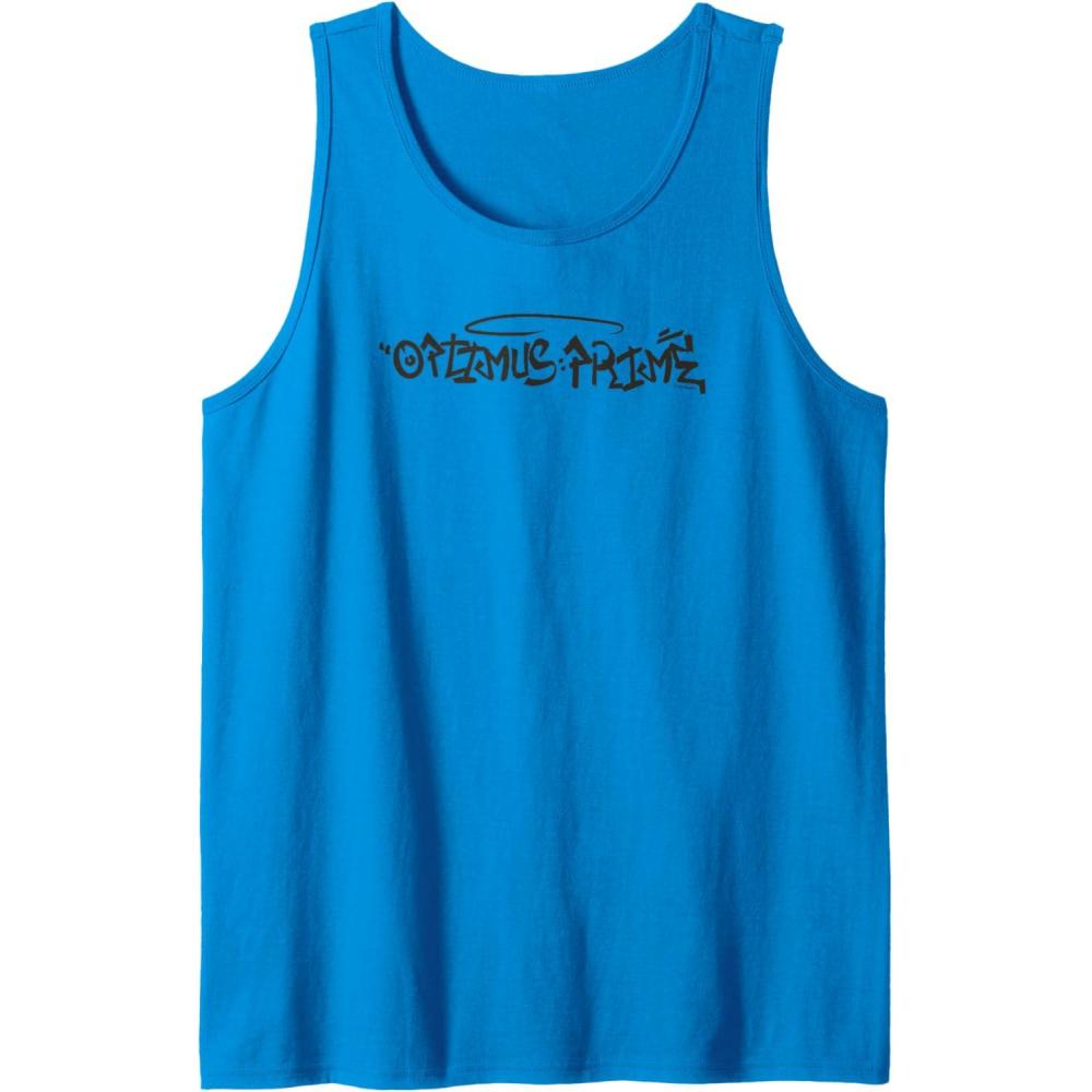 image:imageTransformers Optimus Prime Urban Style Graffiti Text Logo Tank TopSapphire Blue