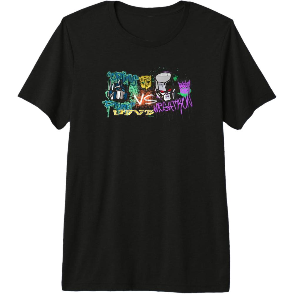 image:imageTransformers Optimus Prime Vs Megatron Retro Graffiti Paint Premium TShirtBlack